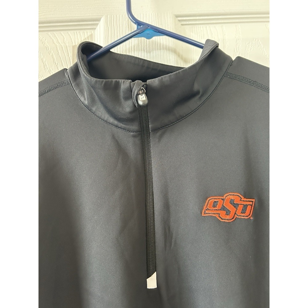 Cutter & Buck‎ 1/4 Zip Pullover Black Long Sleeve Size XLT Oklahoma State OSU